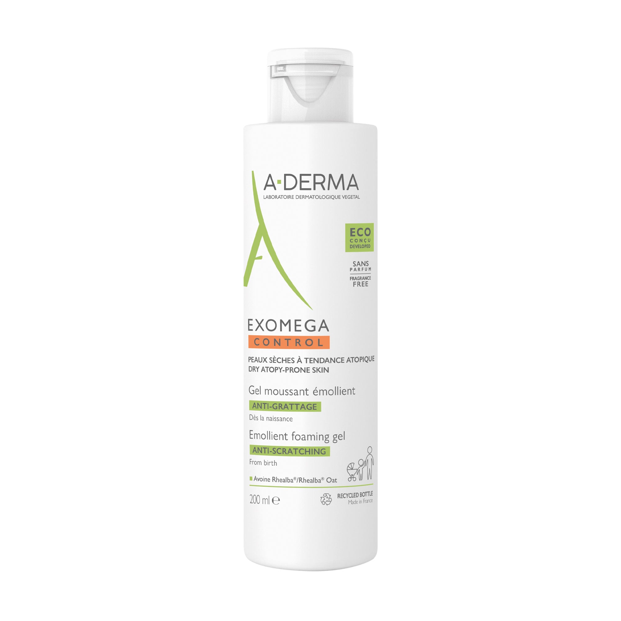 Відновлювальний гель для душу A-Derma Exomega Control Emollient Foaming Gel Anti-Scratching  проти подряпин, 200 мл